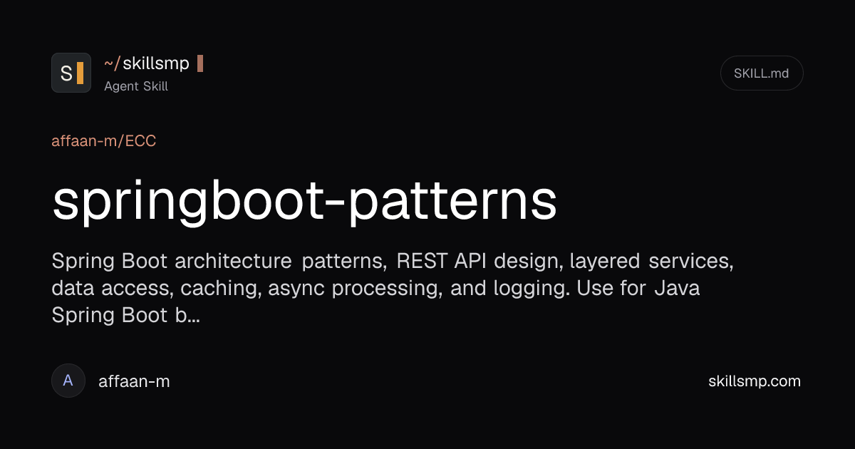 springboot-patterns | affaan-m/ECC Agent Skill | SkillsMP