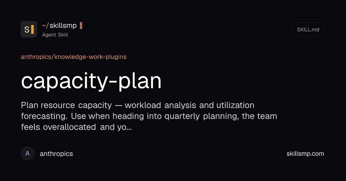 Capacity Plan Anthropic Agent Skill | SkillsMP