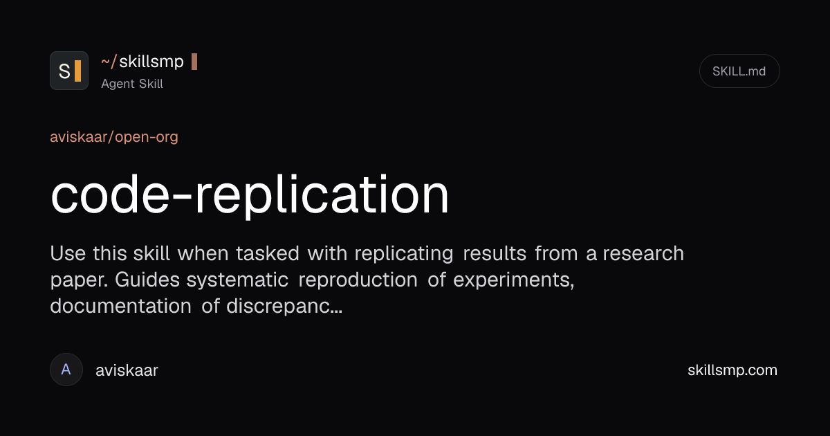 code-replication Agent Skill | SkillsMP