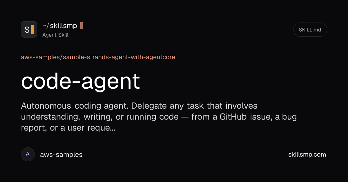 code-agent Agent Skill | SkillsMP