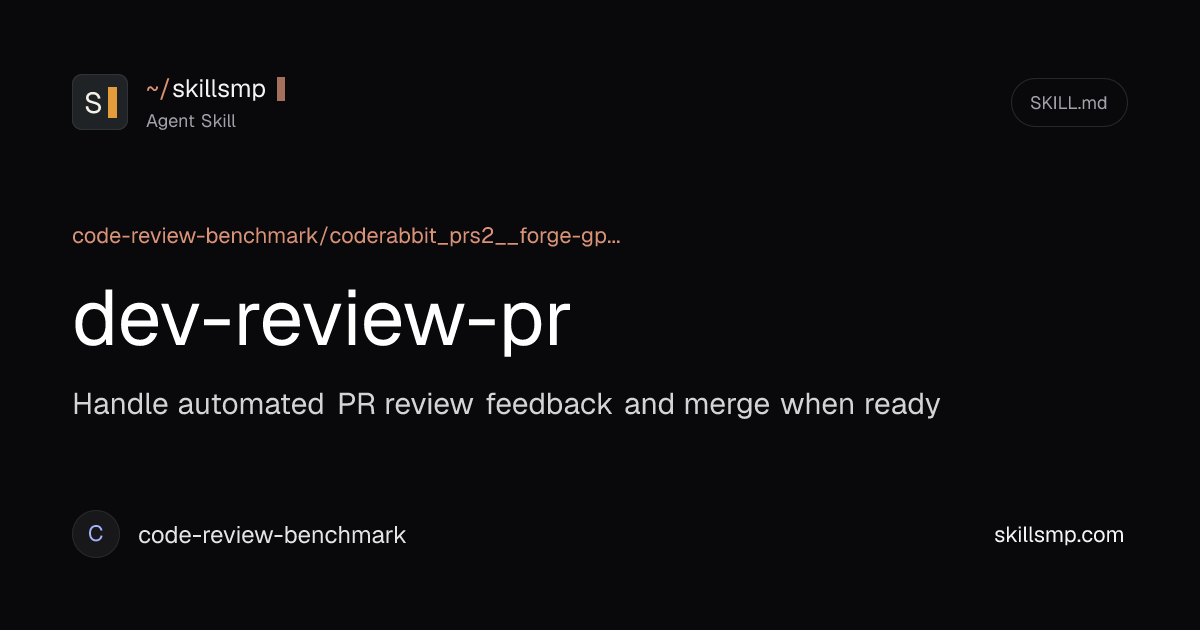 dev-review-pr - Agent Skill by code-review-benchmark | SkillsMP