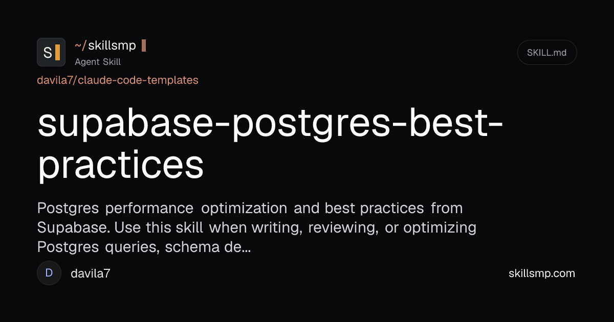 supabase-postgres-best-practices | Agent Skill | SkillsMP