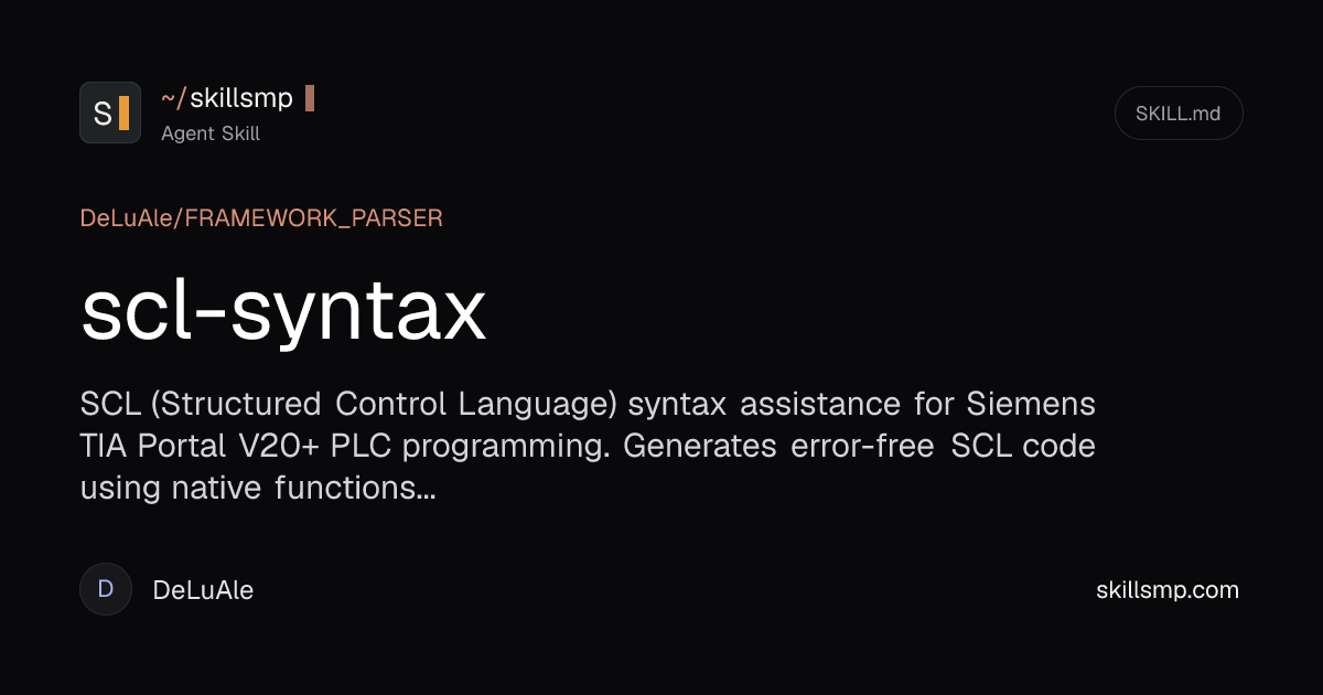 scl-syntax | DeLuAle/FRAMEWORK_PARSER Agent Skill | SkillsMP