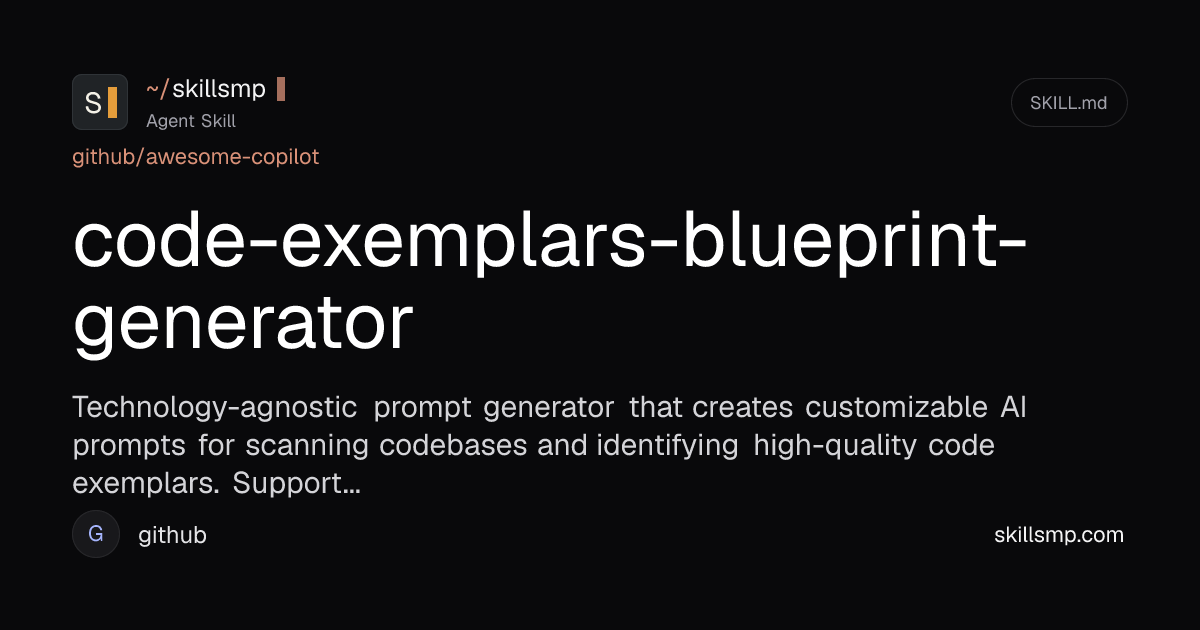 code-exemplars-blueprint-generator Agent Skill | SkillsMP