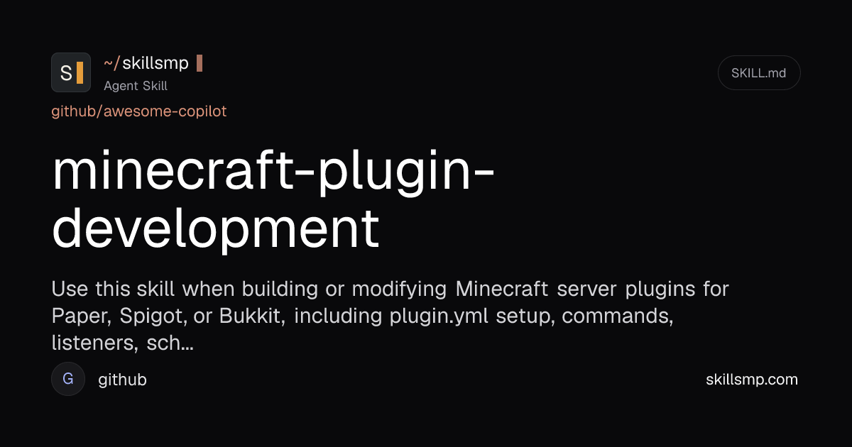 minecraft-plugin-development Agent Skill | SkillsMP