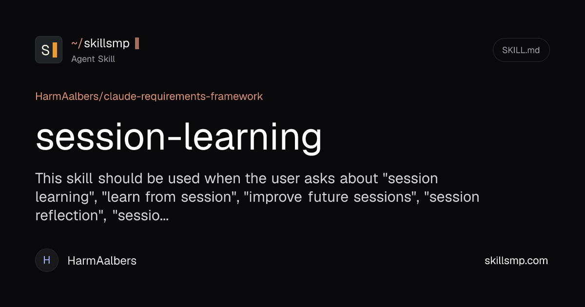 session-learning | Agent Skill | SkillsMP