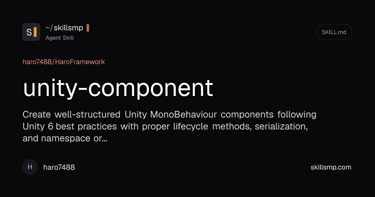 unity-component | Agent Skill | SkillsMP