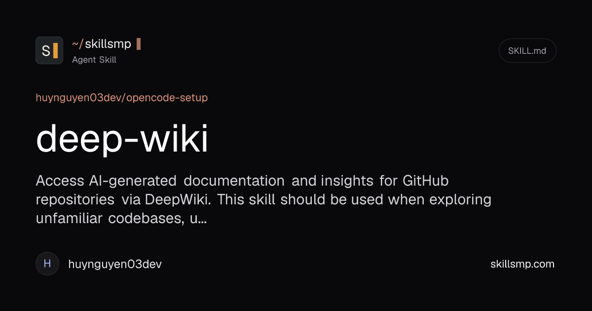 deep-wiki | Agent Skill | SkillsMP