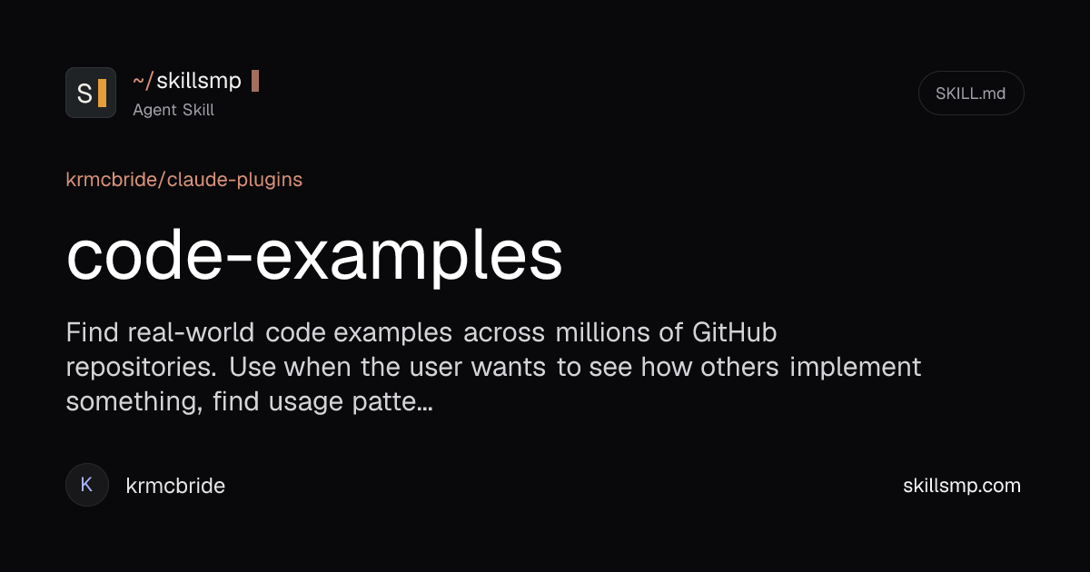 code-examples | Agent Skill | SkillsMP
