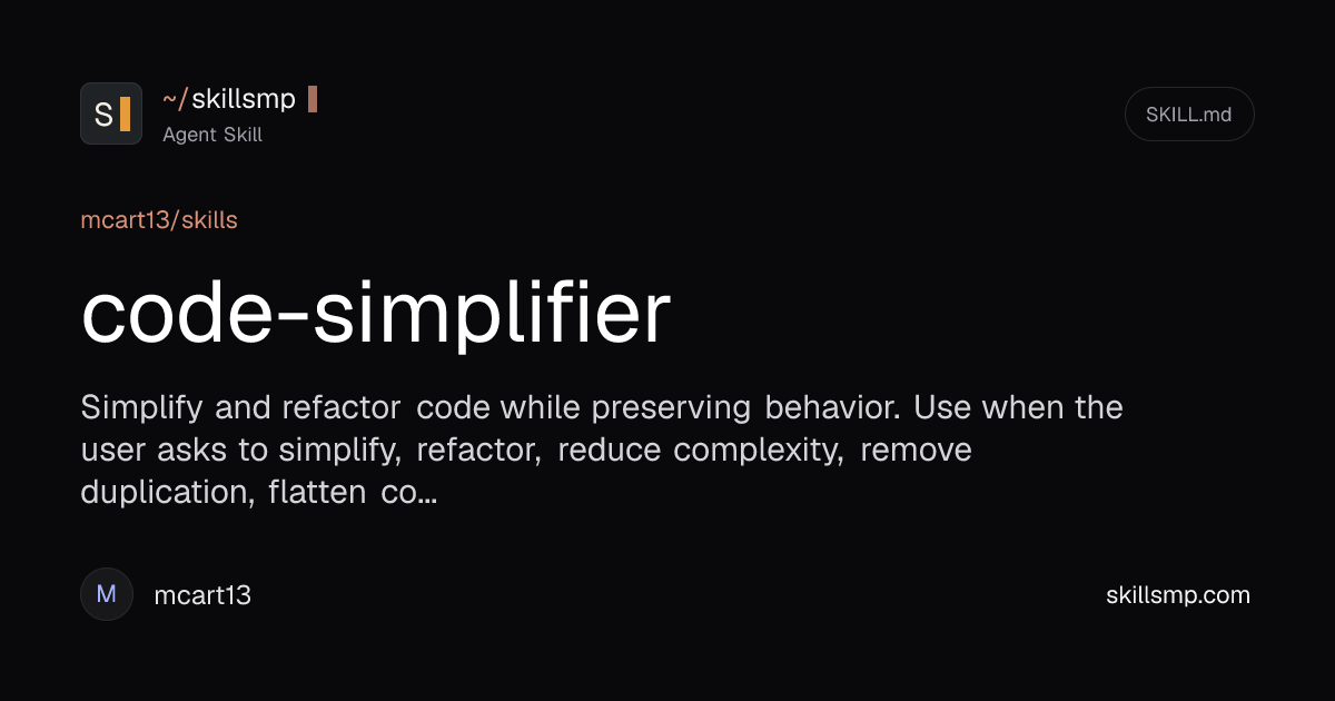 code-simplifier Agent Skill | SkillsMP