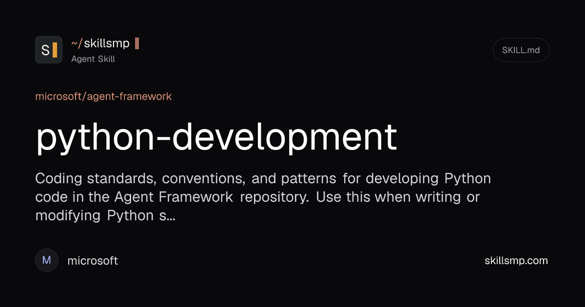 python-development | Agent Skill | SkillsMP