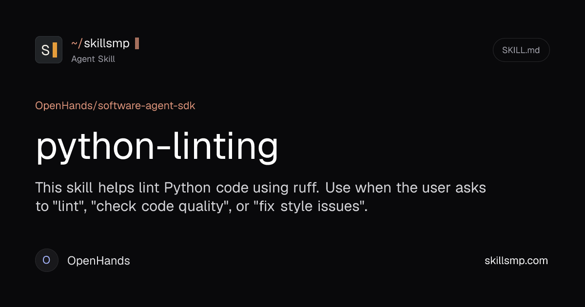 python-linting Agent Skill | SkillsMP