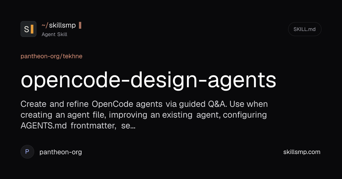 opencode-design-agents | Agent Skill | SkillsMP