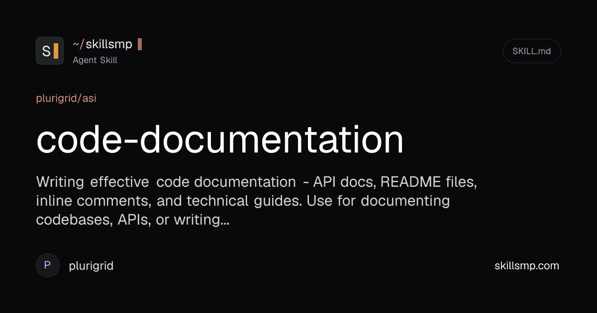 code-documentation Agent Skill | SkillsMP