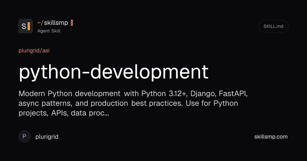 python-development - Agent Skill by plurigrid | SkillsMP