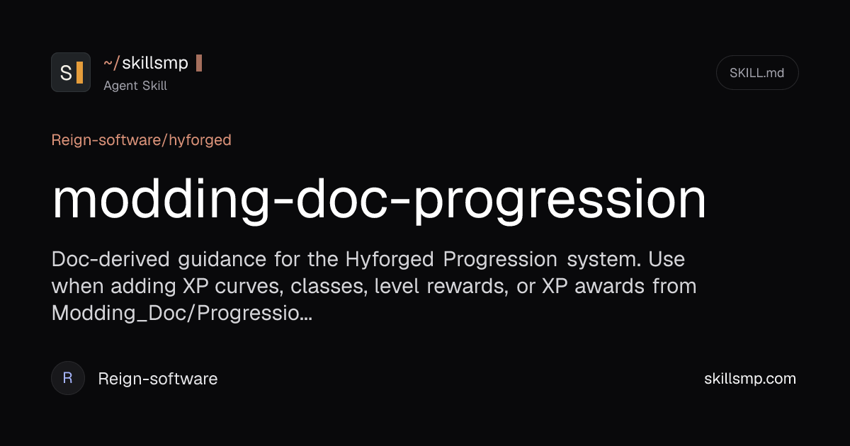 modding-doc-prog... - Agent Skill by Reign-software | SkillsMP