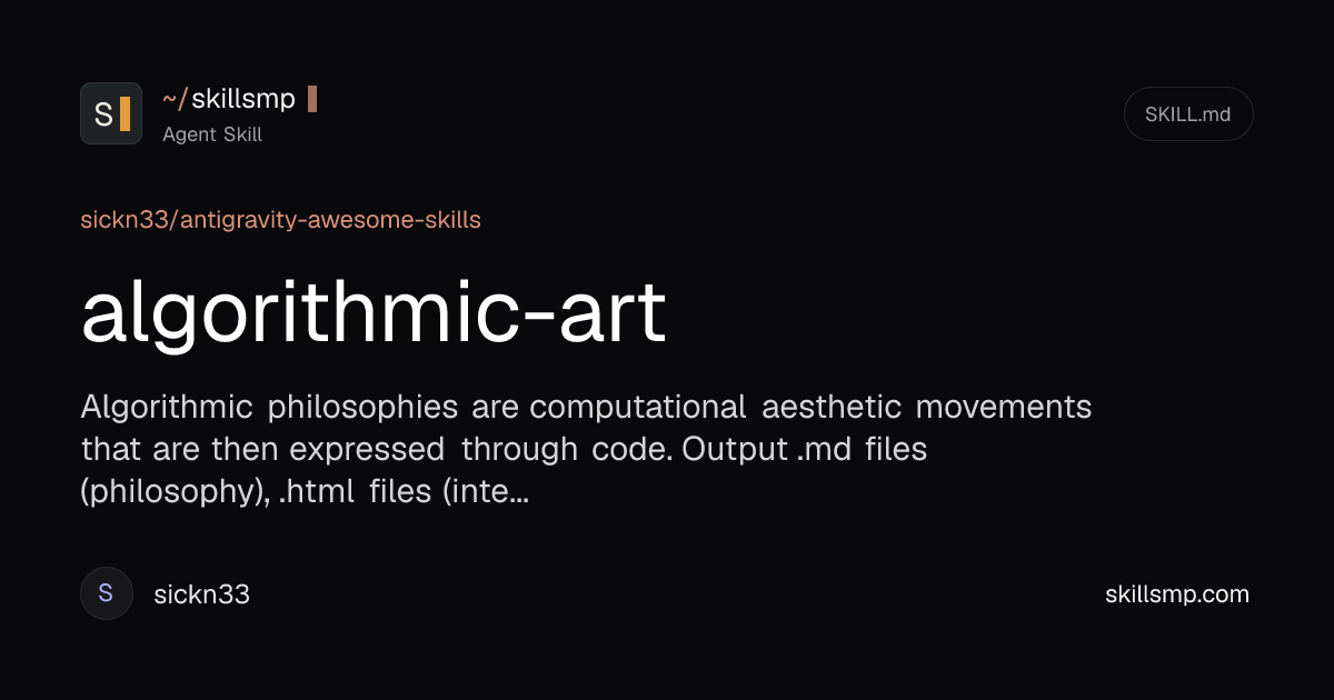 algorithmic-art Agent Skill | SkillsMP