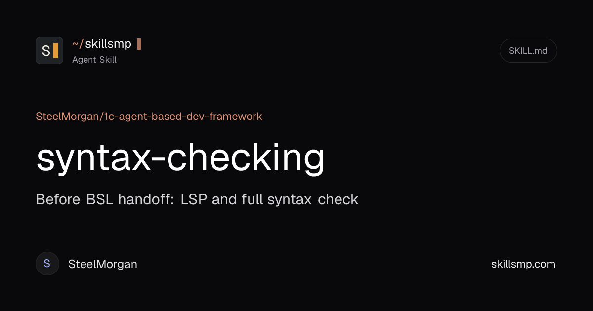 syntax-checking Agent Skill | SkillsMP