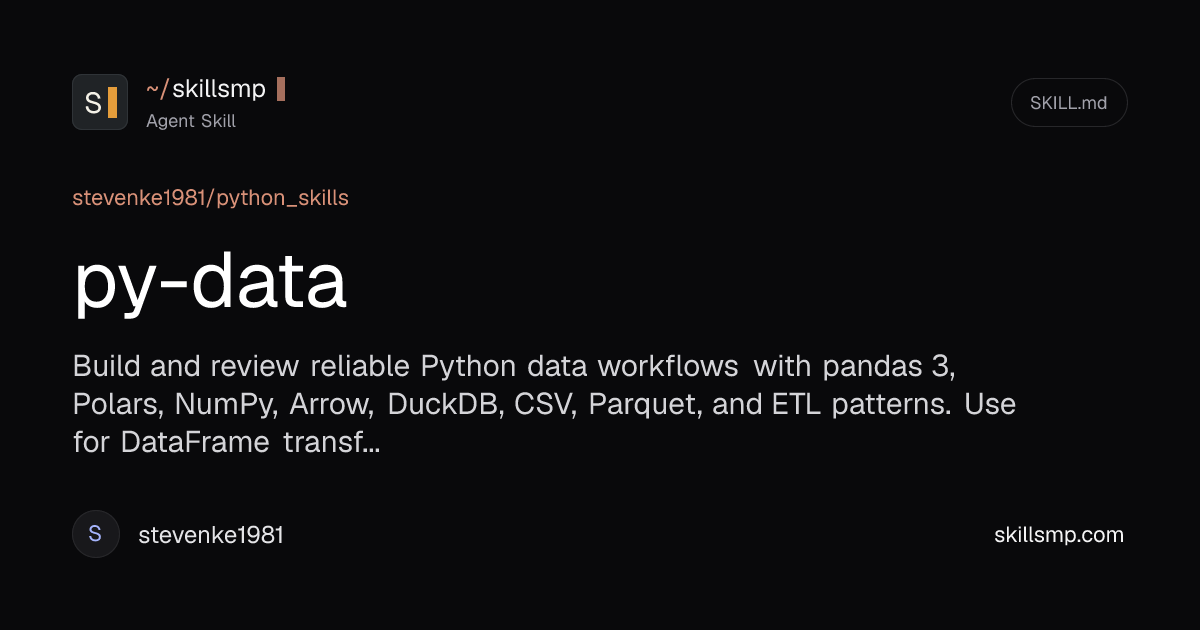 py-data | stevenke1981/python_skills Agent Skill | SkillsMP