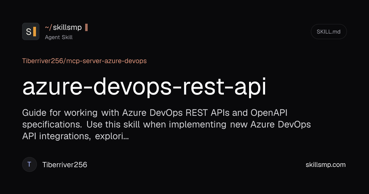 azure-devops-rest-api | Agent Skill | SkillsMP