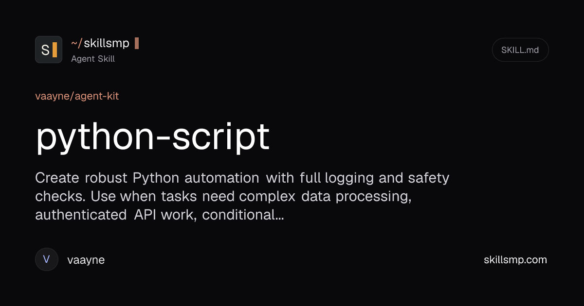 python-script Agent Skill | SkillsMP