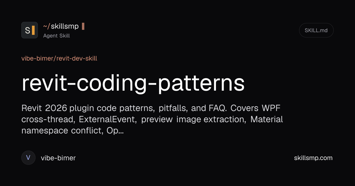 revit-coding-patterns | Agent Skill | SkillsMP